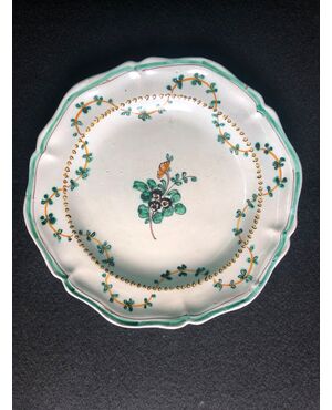 Majolica plate with floral decoration and festoons&#39;Cerreto Sannita.     