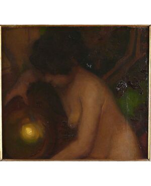 Alfredo Protti. Naked woman with light. Cm h.46x51.