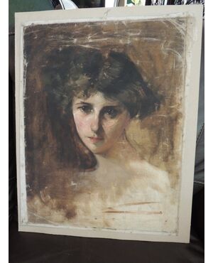 ritratto olio su tela, figura femminile