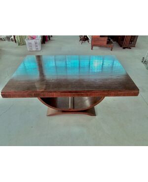 Walnut veneer table with two drawers. Deco period.     