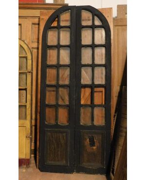 ptl513 - porta a vetri laccata a due ante, XIX secolo, cm l 99 x h 240