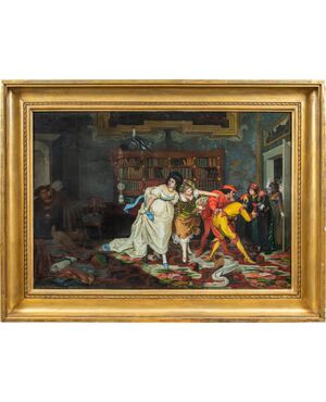Vincenzo Colleoni (Attivo a Venezia nella seconda metà del XIX sec.) - Scena di interno con personaggi in maschera.