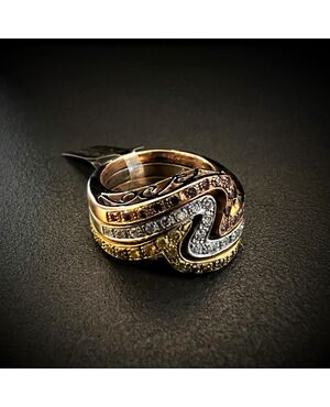 Anello  a  fascia  con  Diamanti  FANCY rosa, gialli e bianchi  1.5 ct.