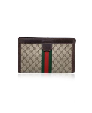GUCCI Pochette Vintage in Tela Col. Marrone Ophidia S