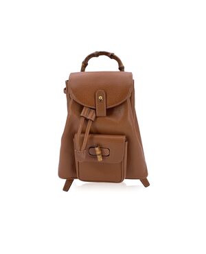 GUCCI Zaino Vintage in Pelle Col. Beige Bamboo S