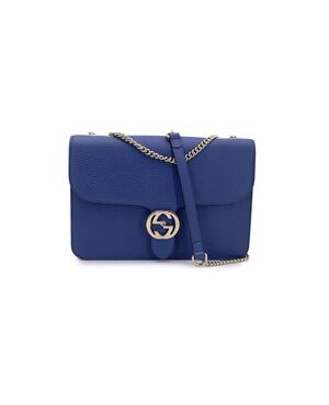 GUCCI Borsa a Tracolla in Pelle Col. Blu Interlocking M