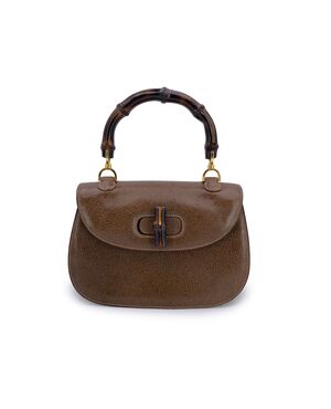 GUCCI Borsa a Mano Vintage in Pelle Col. Marrone Bamboo Top Handle M