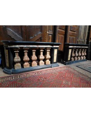dars400 - pair of marble balustrades, cm l 158 xh 78 x p. 35     