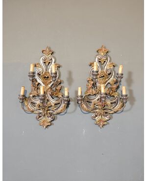 Coppia di applique argentati
