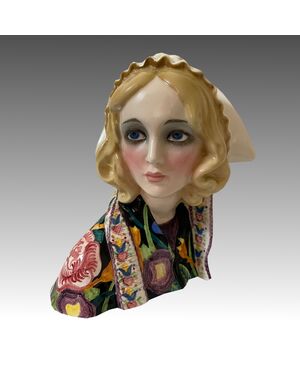 ESSEVI, Sandro Vacchetti, La campagnola bella, Scultura busto di donna ceramica