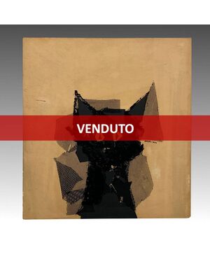 ARMANDO TESTA, Gatto nero, serigrafia su legno, firmata, 1960
