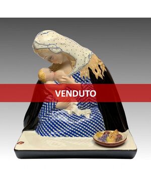 LENCI, SANDRO VACCHETTI, Madonna, ceramica decorata a mano