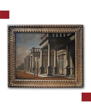 DIPINTO CON CAPRICCIO ARCHITETTONICO SECONDA META’ XVIII SECOLO 