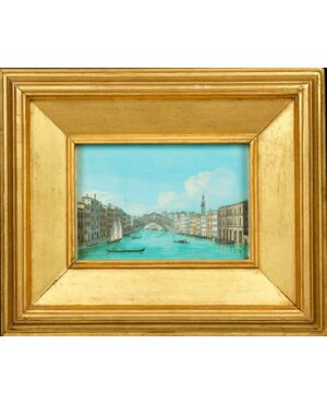 Carlo Grubacs (Venezia 1810/1820 – c.1870) - Il Canal Grande con il Ponte di Rialto