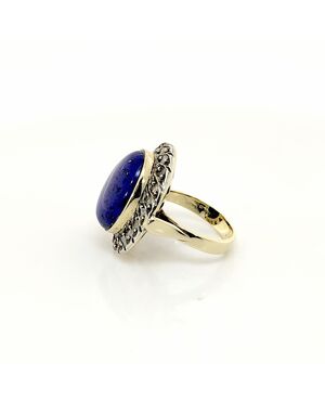 Anello in oro e argento con Lapis e Diamanti