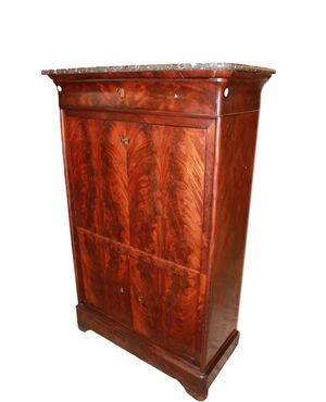 Secretaire Francese stile Impero in Piuma di Mogano XIX secolo