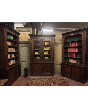 LIB160 - N. 3 mobili/ librerie in noce e pioppo, epoca '800, misure diverse