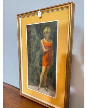 Dipinto olio su tela Mazzonis Ottavio, Torino, anni '70, 44x21cm