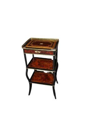 Tavolino Etagere Francese stile Napoleone III in vari legni policromi XIX secolo