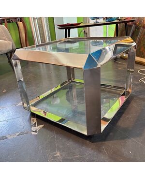 Coffee table anni 70  designer Rosselli Alberto per Saporti. Metallo cromato 55 x 55. h 40 