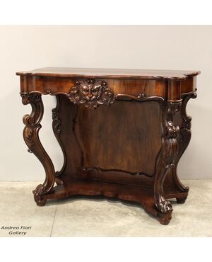 Antica console Luigi Filippo in noce - Italia epoca '800