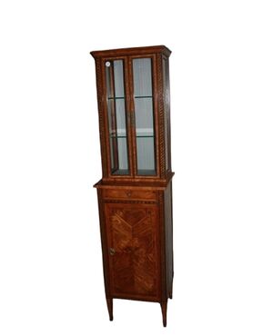Vetrinetta francese Luigi XVI – Metà '800, bois de rose intarsiato, alta e stretta