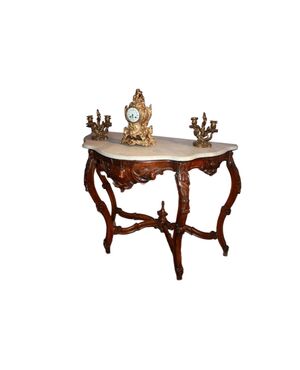 Consolle Genovese Italiana Stile Luigi Filippo in Legno di Noce del 1800