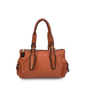 BORBONESE Borsa a Mano in Pelle Col. Arancione M