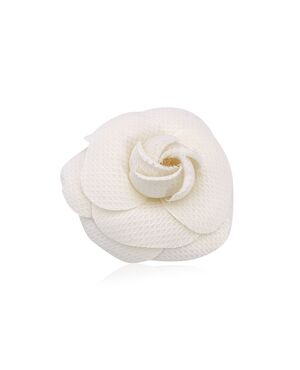 CHANEL Spilla Vintage in Tela Col. Bianco Camelia