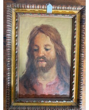 Antico dipinto ad olio raffigurante Gesù, 1950/60 di Francesco Filosa Castellammare di Stabia, 37x27 cm