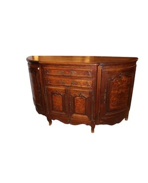 Grande Credenza Provenzale Scantonata XIX Secolo Legno di Noce e Radica