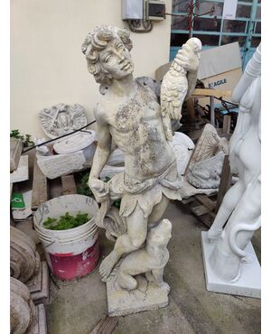 Magnifica scultura in pietra di Vicenza - Giovane cacciatore - H 110 cm
