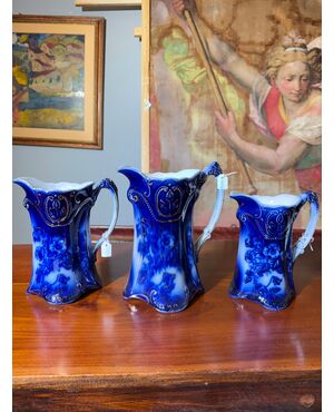 Tre brocche caraffe inglesi PANSY PATTERN BY BROWN & STEVENTON ENGLAND-CIRCA ì, fine '800, porcellana!