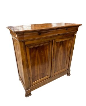 Credenza Francese Stile Luigi Filippo in Legno di noce XIX secolo con 2 ante e 2 cassetti
