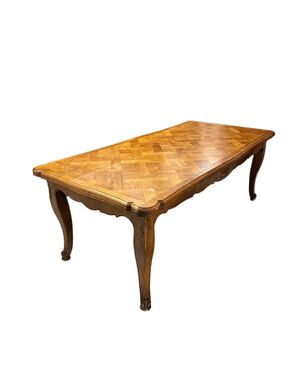 Tavolo Provenzale Con piano Parquettato di Fine 1800 in legno di ciliegio allungabile