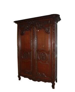Armadio 2 Porte Riccamente Intagliato in legno di rovere Provenzale Normandia XVIII secolo