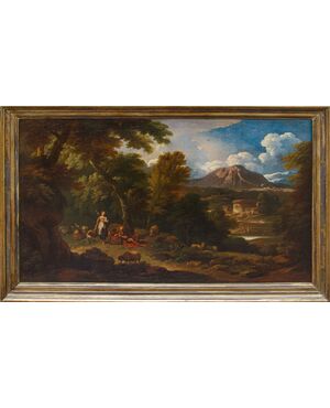 Carlo Antonio Tavella (Milano, 1668 – Genova, 1738), Paesaggio arcadico con pastori e gregge
