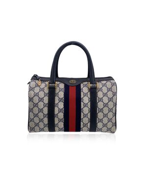GUCCI Borsa a Mano Vintage in Tela Col. Blu Ophidia M