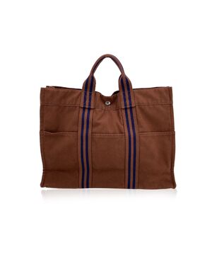 HERMES Borsa Shopper Vintage in Tela Col. Marrone Fourre-Tout M