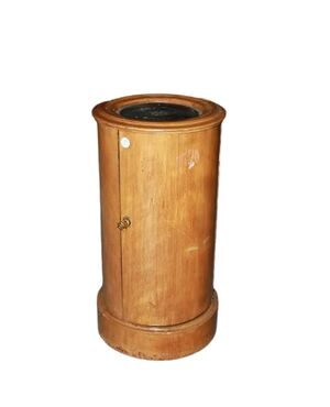 Mobiletto Comodino A Cilindro Francese in Legno di Mogano Biondo 1800