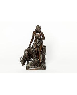 Dal modello di Pierre Juli (1731-1804)La ninfa Amaltea e la capra - Francia XIX secolo - Dal modello di Pierre Julien (1731-1804)- 