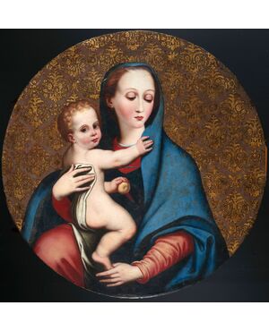 Madonna della purità, pittore del XVII secolo attivo in centro Italia, olio su tavola