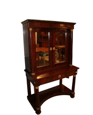 Cabinet Francese di Metà 1800 stile Impero in mogano e piuma di mogano