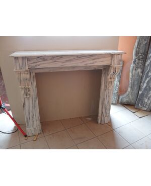 CAMINO BIANCO CARRARA CON STRIATURE NEO CLASSICO FRANCIA  cm L120xP35xH105 