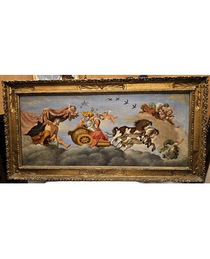 Raffigurante "l'Aurora" Olio su tela. Misure cm h. 43x85
