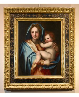 Madonna con bambino, Bottega di Andrea del Sarto, pseudonimo di Andrea d'Agnolo di Francesco (Firenze 1486 - 1530) Attribuibile a Jacopo di Giovanni di Francesco, detto Jacone (Firenze, 1492 - 1554)