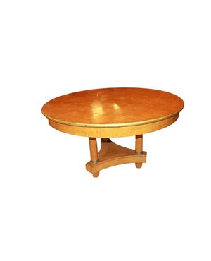 Tavolo Nord Europa di fine 1800 stile Biedermeier in Legno di Olmo e Radica