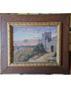 - Leon Jamin 1913. “Paesaggio con castello al tramonto”. 