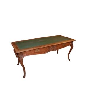 Tavolo Scrivania Con Piano in Pelle in Legno di Rovere Stile Provenzale 1800