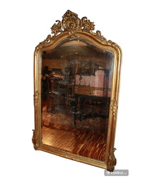 Grande specchiera stile Luigi XV in legno dorato foglia oro
